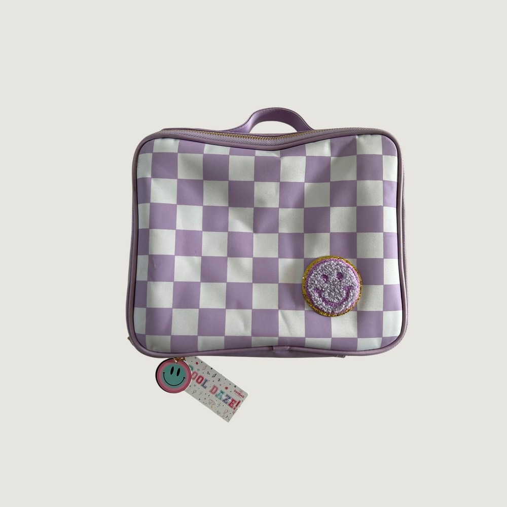 Danbar SCool Daze Purple Checkered Smiley Face Insulated Lunch Bag New